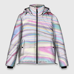 Куртка зимняя мужская Мрамор узор розово-голубой, цвет: 3D-светло-серый