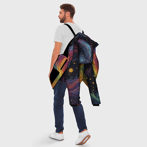 Мужская зимняя куртка Звездный вихрь абстрактная живопись / 3D-Черный – фото 5