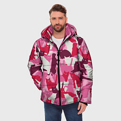 Куртка зимняя мужская Розовый кошачий камуфляж, цвет: 3D-красный — фото 2