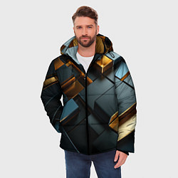 Куртка зимняя мужская Черные и золотые слитки, цвет: 3D-черный — фото 2