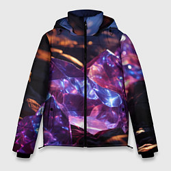 Куртка зимняя мужская Фиолетовые комические камни, цвет: 3D-черный