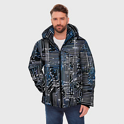 Куртка зимняя мужская Киберпанк схемы белые и синие, цвет: 3D-светло-серый — фото 2