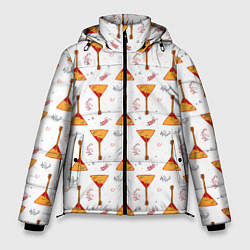 Куртка зимняя мужская Узор из музыкальных инструментов балалаек, цвет: 3D-красный