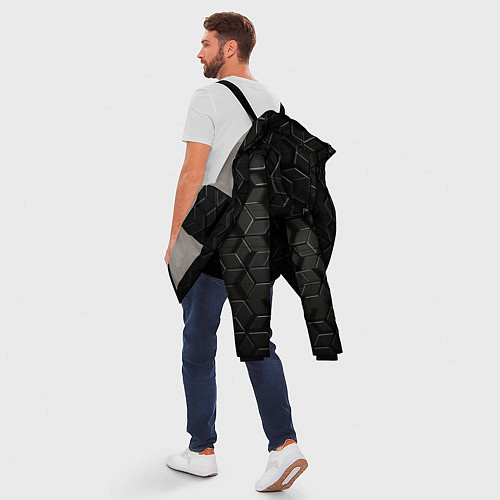 Мужская зимняя куртка Чёрные соты металл / 3D-Светло-серый – фото 5