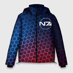 Мужская зимняя куртка Mass Effect неоновые соты