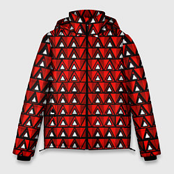 Куртка зимняя мужская Узор из треугольников с чёрной обводкой красный, цвет: 3D-светло-серый