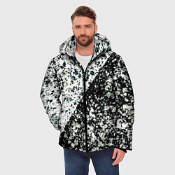 Куртка зимняя мужская Абстрактный чёрно-белый пятнистый, цвет: 3D-черный — фото 2