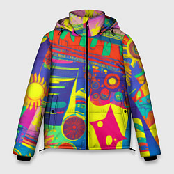 Куртка зимняя мужская Яркая графическая абстракция, цвет: 3D-черный