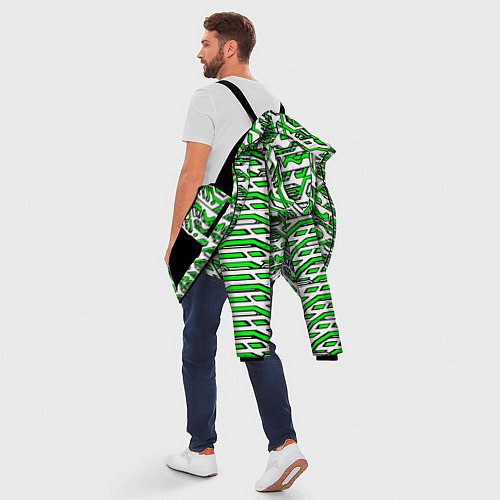 Мужская зимняя куртка Техно броня зелёно-белая / 3D-Черный – фото 5