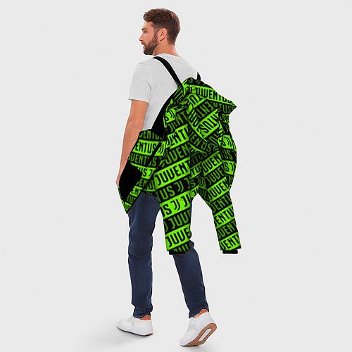 Мужская зимняя куртка Juventus green pattern sport / 3D-Черный – фото 5