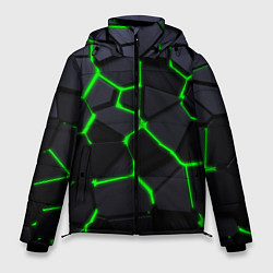 Куртка зимняя мужская Зеленые плиты киберпанк, цвет: 3D-красный