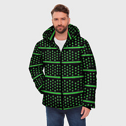 Куртка зимняя мужская Зелёные круги и полосы, цвет: 3D-красный — фото 2