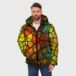 Куртка зимняя мужская Витражная стеклянная мозаика, цвет: 3D-черный — фото 2