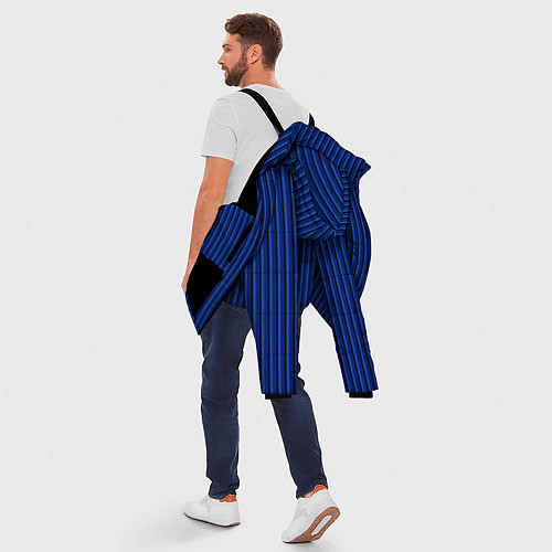 Мужская зимняя куртка Синий в вертикальную полоску / 3D-Черный – фото 5