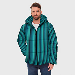 Куртка зимняя мужская Бирюзовый в полоску, цвет: 3D-светло-серый — фото 2
