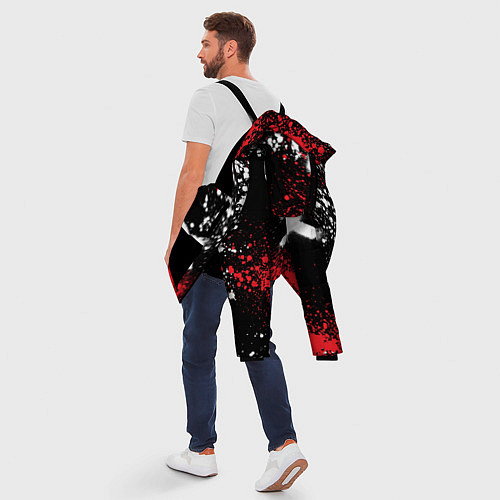 Мужская зимняя куртка Митсубиси на фоне граффити и брызг красок / 3D-Черный – фото 5