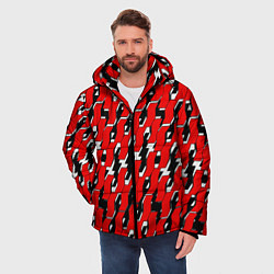 Куртка зимняя мужская Техно узор красный, цвет: 3D-черный — фото 2