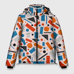 Куртка зимняя мужская Прямоугольники и круги, цвет: 3D-черный