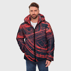 Куртка зимняя мужская Раскаленные линии, цвет: 3D-красный — фото 2