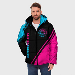 Куртка зимняя мужская Leicester City - neon gradient вертикально, цвет: 3D-черный — фото 2