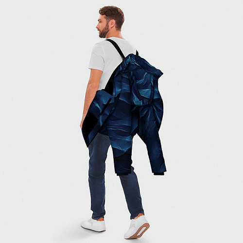 Мужская зимняя куртка Синие глубокие абстрактные волны / 3D-Черный – фото 5