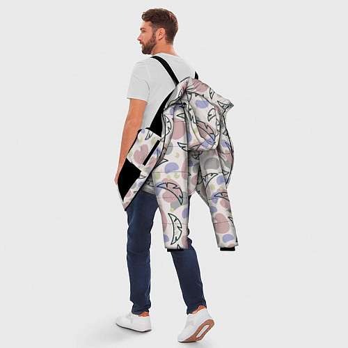 Мужская зимняя куртка Пятна и листья / 3D-Черный – фото 5