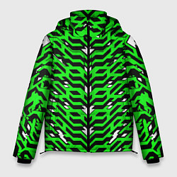 Куртка зимняя мужская Агрессивный зелёный паттерн, цвет: 3D-красный