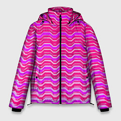 Куртка зимняя мужская Розовые линии и белые полосы, цвет: 3D-красный