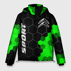 Куртка зимняя мужская Citroen green sport hexagon, цвет: 3D-черный