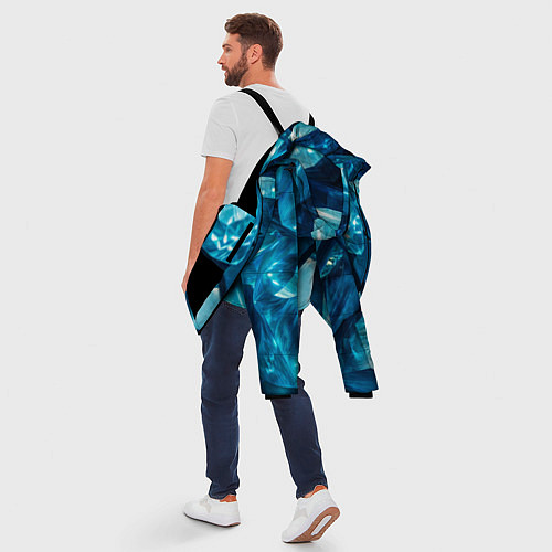 Мужская зимняя куртка Голубой камень апатит - текстура / 3D-Черный – фото 5