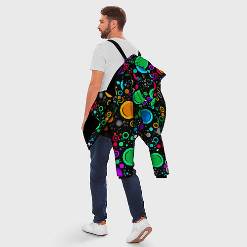 Мужская зимняя куртка Разноцветные круги / 3D-Черный – фото 5