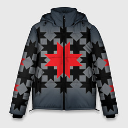 Куртка зимняя мужская Этно серый, цвет: 3D-красный