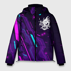 Куртка зимняя мужская Cyberpunk 2077 neon gaming, цвет: 3D-черный