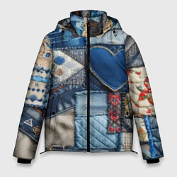 Куртка зимняя мужская Джинсовый пэчворк - нейросеть, цвет: 3D-черный