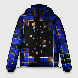 Куртка зимняя мужская Окно в пространство - синие кубы, цвет: 3D-светло-серый