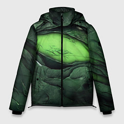 Куртка зимняя мужская Разрез на зеленой абстракции, цвет: 3D-черный
