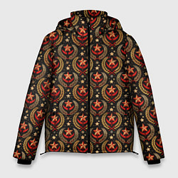 Куртка зимняя мужская Паттерн СССР черный фон, цвет: 3D-черный