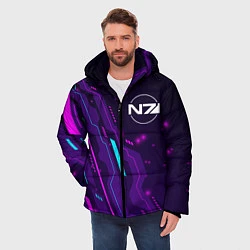 Куртка зимняя мужская Mass Effect neon gaming, цвет: 3D-черный — фото 2