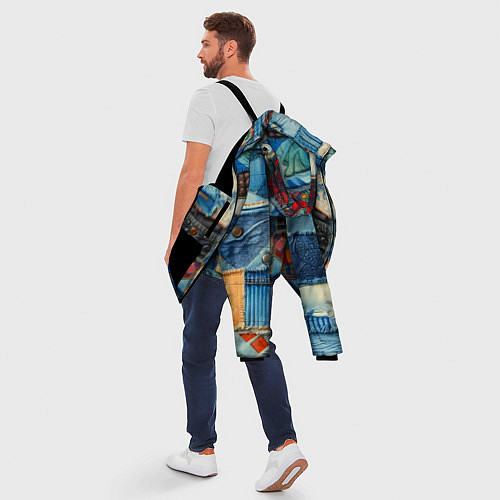 Мужская зимняя куртка Vanguard denim patchwork - ai art / 3D-Черный – фото 5