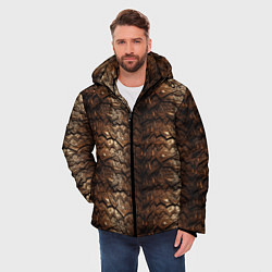 Куртка зимняя мужская Коричневая металлическая текстура, цвет: 3D-черный — фото 2
