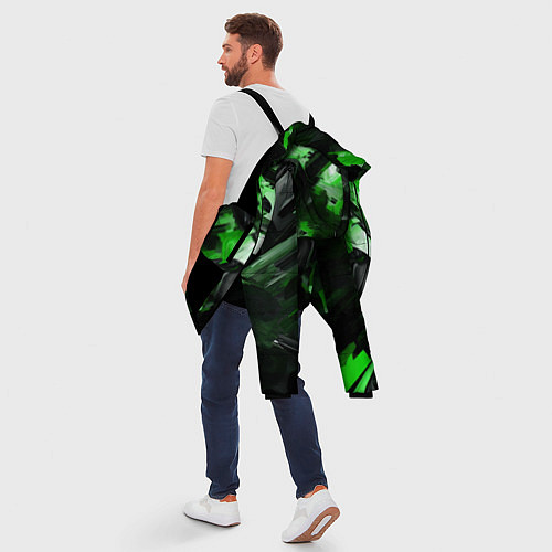 Мужская зимняя куртка Green dark abstract geometry style / 3D-Черный – фото 5