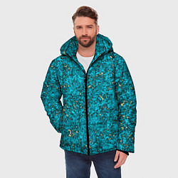 Куртка зимняя мужская Абстракция бирюзовый со свечением, цвет: 3D-светло-серый — фото 2