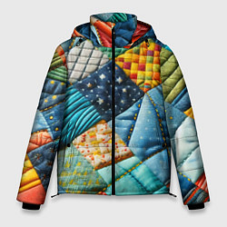 Куртка зимняя мужская Лоскутное одеяло - пэчворк, цвет: 3D-светло-серый