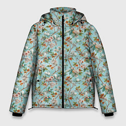 Куртка зимняя мужская Паттерн цветочный из сирени, цвет: 3D-красный
