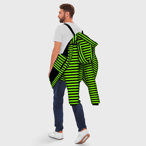 Мужская зимняя куртка Кислотный зелёный в чёрную полоску / 3D-Черный – фото 5