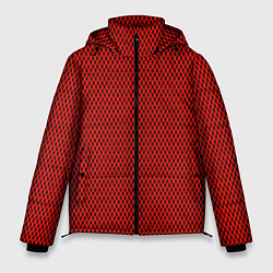 Куртка зимняя мужская Красно-чёрный имитация сетки, цвет: 3D-красный