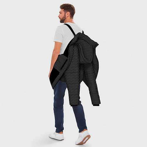Мужская зимняя куртка Тёмно-серый паттерн сетка / 3D-Черный – фото 5