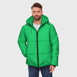 Куртка зимняя мужская Яркий зелёный текстурированный в мелкий квадрат, цвет: 3D-черный — фото 2