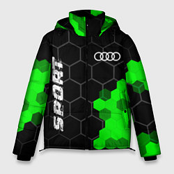Куртка зимняя мужская Audi green sport hexagon, цвет: 3D-черный