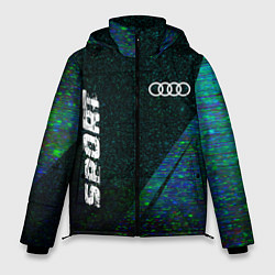 Куртка зимняя мужская Audi sport glitch blue, цвет: 3D-черный